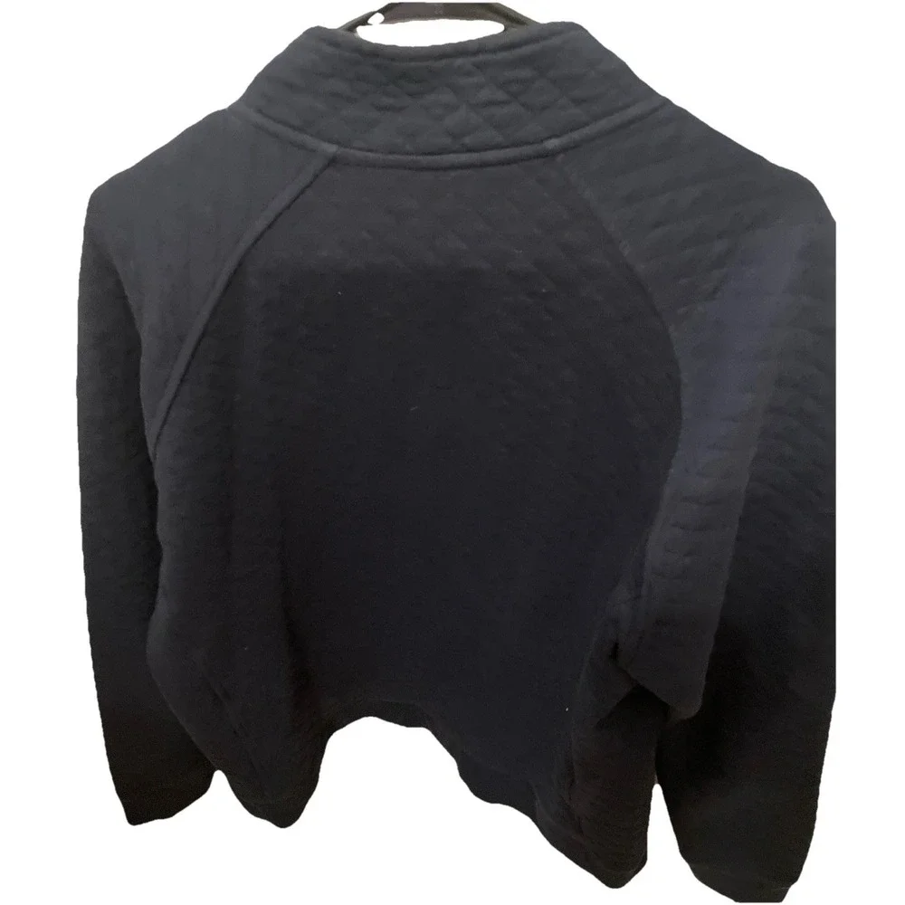 Eddie‎ BauerNavy Men's Quilted Pullover, Long Sleeve  , Quarter Button Up - Picture 4 of 5